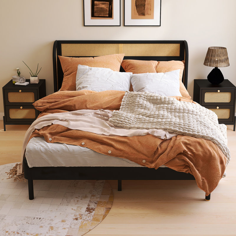 Rattan bed queen discount